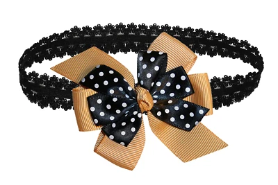 Diadema elástica WD2U bebé niña bebé 3" lunares moño de pelo grosgrain Foto 1 de 4