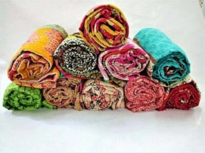 Wholesale Lot 10 PC Indian Vintage Kantha Quilt Handmade Patchwork Multi Throw - Image 1 of 4