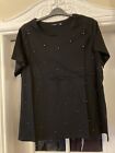 *New* Size 24/26 Black Pure Cotton Pearl Embellished Top