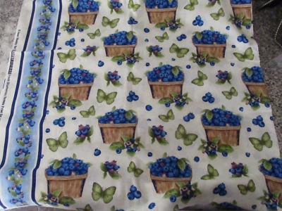 1 yard 20" x 44" Fabric Quilt  Fresh Blueberries Jane Shasky Robert Kaufman - Image 1 of 4