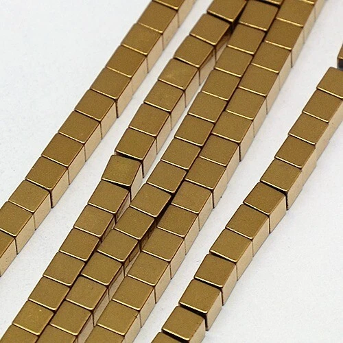 Unmagnetische Hämatit Perlen Würfel verschiedene Farben 4mm x4mm Strang/90 Stück - Bild 1 von 1