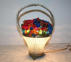 Antique Figural Glass Fruit Basket Boudoir Lamp – Czechoslovakia - Picture 1 of 14