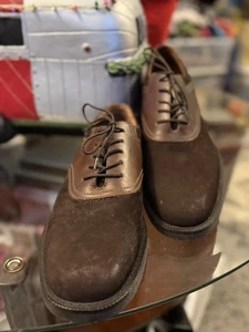 Sillín de gamuza marrón bajo Oxford "Frontier" talla M 10,5 rasguño en la punta, nuevo con defectos - Imagen 1 de 12