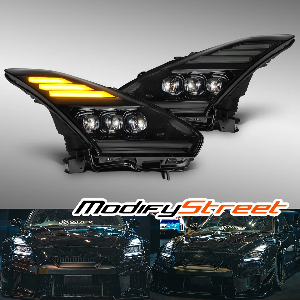 Faros proyectores LED alfa negros Fit 2009-2025 Nissan GT-R serie NOVA Foto 1 de 4