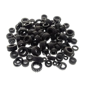 100x Lego Reifen Großpack schwarz Rad Räder Form Größe zufällig gemischt - Picture 1 of 1