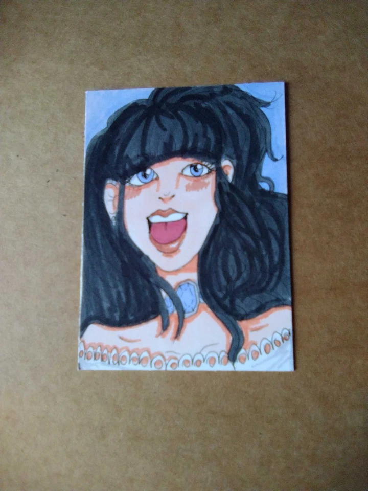 ACEO Original Art Card Painting Miniature Mini Portrait Pinup Girl L 5 - Image 1 of 1