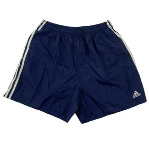 Vintage Adidas Soccer Shorts 90s Navy Blue Nylon Striped Track Mens Size XL - Picture 1 of 13