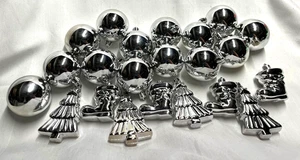 Ornaments- Plastic Silver Baubles, Trees and Stockings- 22 pc - Picture 1 of 1