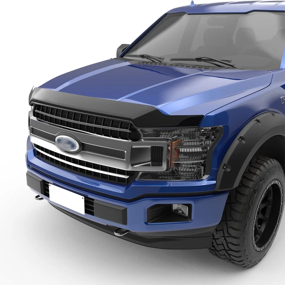 Protetor de insetos perfil baixo capô defletor de pedra preto para Ford F-150 F150 2015-2020 - Imagem 1 de 4