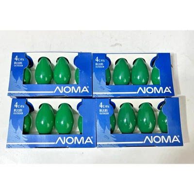 Lote de 4 bombillas navideñas verdes de repuesto Noma vintage C9 1/4 nuevas Foto 1 de 4
