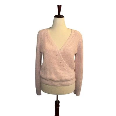 Abercrombie & fitch women’s pink faux wrap sweater sz m - Image 1 of 4