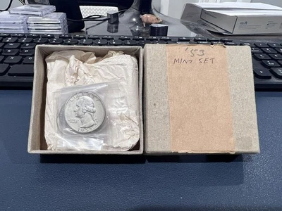 Juego de 5 monedas de plata a prueba de moneda de Estados Unidos 1953 en caja + pañuelo (BBE) Foto 1 de 4