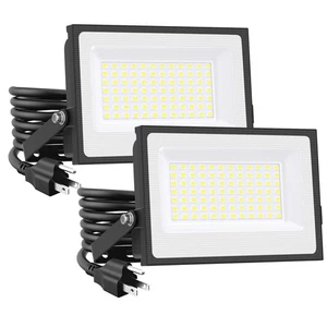 80W Flood Lights Outdoor, 8000lm Bright LED Work Light with Plug, 6500K Dayli... - Picture 1 of 7