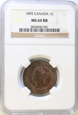 1895 Canada 1 Cent Gem Uncirculated NGC MS64 RB (RED-BROWN) - RARE!! - Image 1 of 3