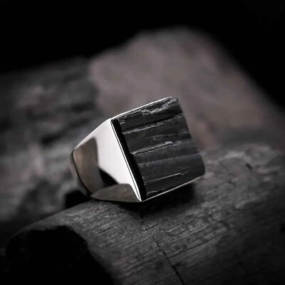 DESIGNER MEN'S RING, DECORATED WITH BLACK TOURMALINE GEMSTONE, HANDMADE JEWELRY - Image 1 of 4