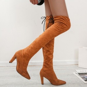 Over-the-Knee Shoe Shaft Suede Block 