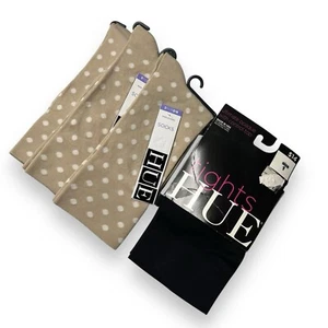 Hue Ultrasmooth Chino Dot Sock One Size 3 Pair Free Size 1 Opaque Black Tight - Picture 1 of 3