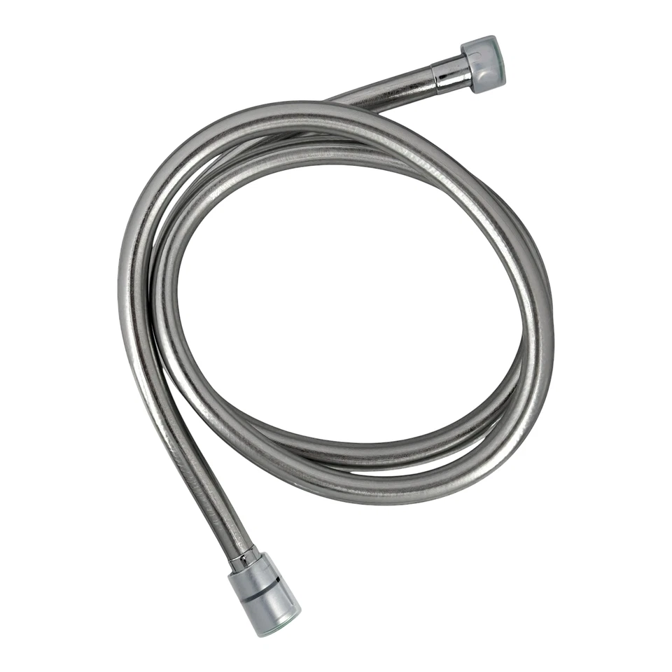 150 CM Silber PVC Duschschlauch mit Messingverschraubung & O-Ring - Universal - Bild 1 von 3