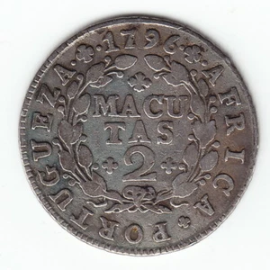 ANGOLA 2 macutas 1796 KM35 Ag.917 1-year type Maria I Minted 20,000 VERY RARE ! - Picture 1 of 2