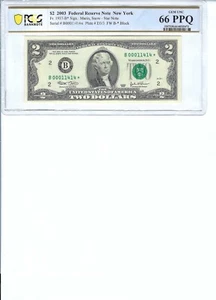 2003 $2 FRN FR1937-B* PCGS Bnk 66 PPQ, New York * Note S/N B00011414*!!! - Picture 1 of 2