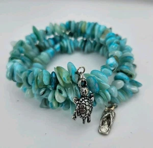 Armreif Armband Damen Schmuck handarbeit Perlen Türkis Grün Charm universalgröße - Bild 1 von 9
