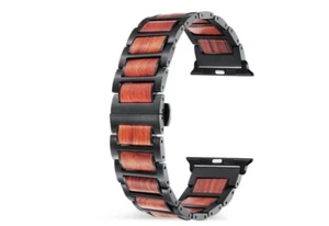 YEEJOK Drewniany pasek do zegarka do Apple Watch 42mm Czarny iWatch NIE dołączony do opakowania - Zdjęcie 1 z 2