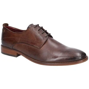 Base London Script Washed Brown Mens Leather Shoes - Picture 1 of 4
