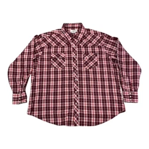Wrangler Wrancher Pearl Snap Button Up Shirt Barn Red Size XXL Cowboy - Picture 1 of 4