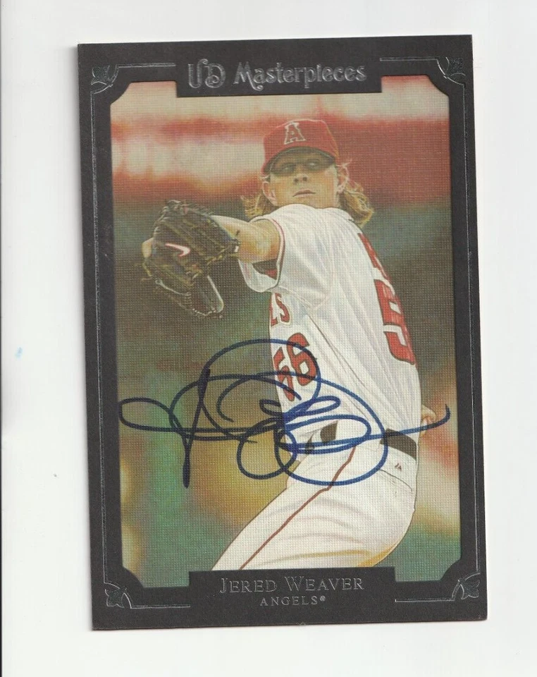 Topper Jered Weaver 2007 Upper Deck Masterpieces autografiado envío gratuito H257 Foto 1 de 1