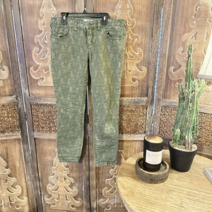 Free People Women’s Size 28 Olive Green Jacquard Textured Skinny Ankle Jeans C10 - Picture 1 of 9