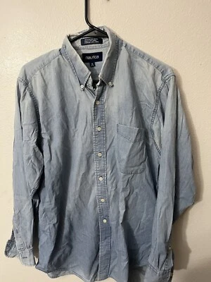 CAMISA HOMBRE NAUTICA 16 34/35 AZUL CHAMBRAY VINTAGE OXFORD 100% ALGODÓN Foto 1 de 4