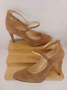 Nine West (NEW - NEVER WORN)  Hannley High Heel TAN Suede Leather Buckle 10 M - Picture 1 of 9