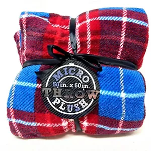 Soft Micro plush Flannel Fleece Throw Blanket 50" x 60" Plaid - Picture 1 of 1