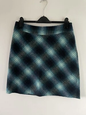 Ladies Laura Ashley Blue Tartan Wool Mini Skirt Size UK 12 Lined Winter Black - Image 1 of 4