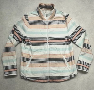 Talbots Womens M P Knit Fleece Lined Zip up Jacket Striped Pastel - Picture 1 of 8