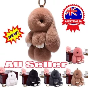 Keyring Bunny Soft Faux Fluffy Rabbit Fur HandBag Pendant Charm Pompom Keychain - Picture 1 of 16