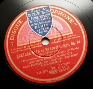 QUATUOR GABRIEL BOUILLON Beethoven SQ Op.74 french 1940 LVSM DB 5127 4x 78 rpm - Imagen 1 de 1