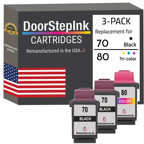 DoorStepInk Compatible Ink Cartridges for Lexmark 70Blk/20/80  Clr Variation-USA - Image 1 of 1