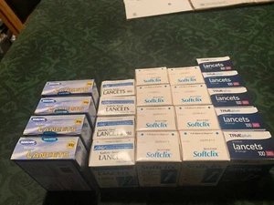21 boxes ASSORTED Extra Fine 28 and 30 Gauge Lancets IN ORIGINAL BOXES OF 100 - Picture 1 of 4