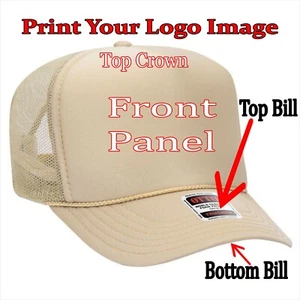 TAN Trucker Hat Custom Printing HERE Personalized Names Numbers Images Logos - Picture 1 of 2