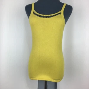 Cyrus Knit Tank Top Women S Yellow Bamboo Blend Sleeveless Cami Pullover Stretch - Picture 1 of 12