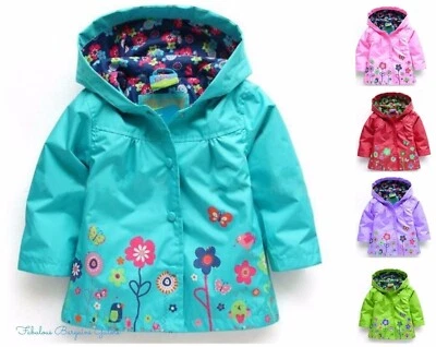 New Baby Girls Jacket Toddler Hooded Flower Lightweight Autumn Kids Summer Coat - Image 1 of 2