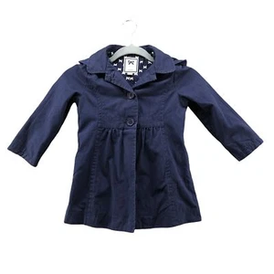 Gymboree Girls Size XS 4T Hooded Trench Coat Navy Blue Dress Coat Lightweight - Picture 1 of 10