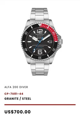 CCCP Soviet ALFA 200 DIVER Watch CP-7081-44 Black Granite/Steel - Photo 1/4