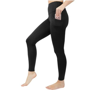 90 Degree By Reflex Women's High Waist Fleece Lined Pocket Leggings Black Small - Picture 1 of 6