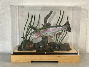 BEAUTIFUL FRANZ DUTZLER WOOD CARVED Rainbow TROUT SCULPTURE NOT DANBURY MINT - Picture 1 of 13