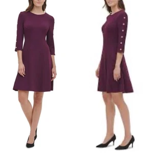 Tommy Hilfiger Jewel Neck 3/4 Sleeve Knee Length Dress Size 4 - Picture 1 of 8