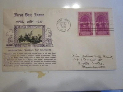 US COVER 1939 INAUGURATION PRESS FDC SCOTT 857 CROSBY CROSSING DELAWARE CACHET - Image 1 of 3