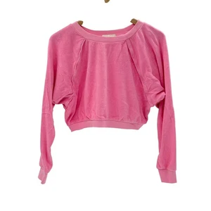 Suzie Kondi Sweatshirt Cropped Terry Cloth Women Small Pink - Picture 1 of 11