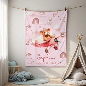 Manta Bebé Niña Recién Nacida Personalizada, Regalo para Bebé Recién Nacido, BabyShower Personalizada - Imagen 1 de 6